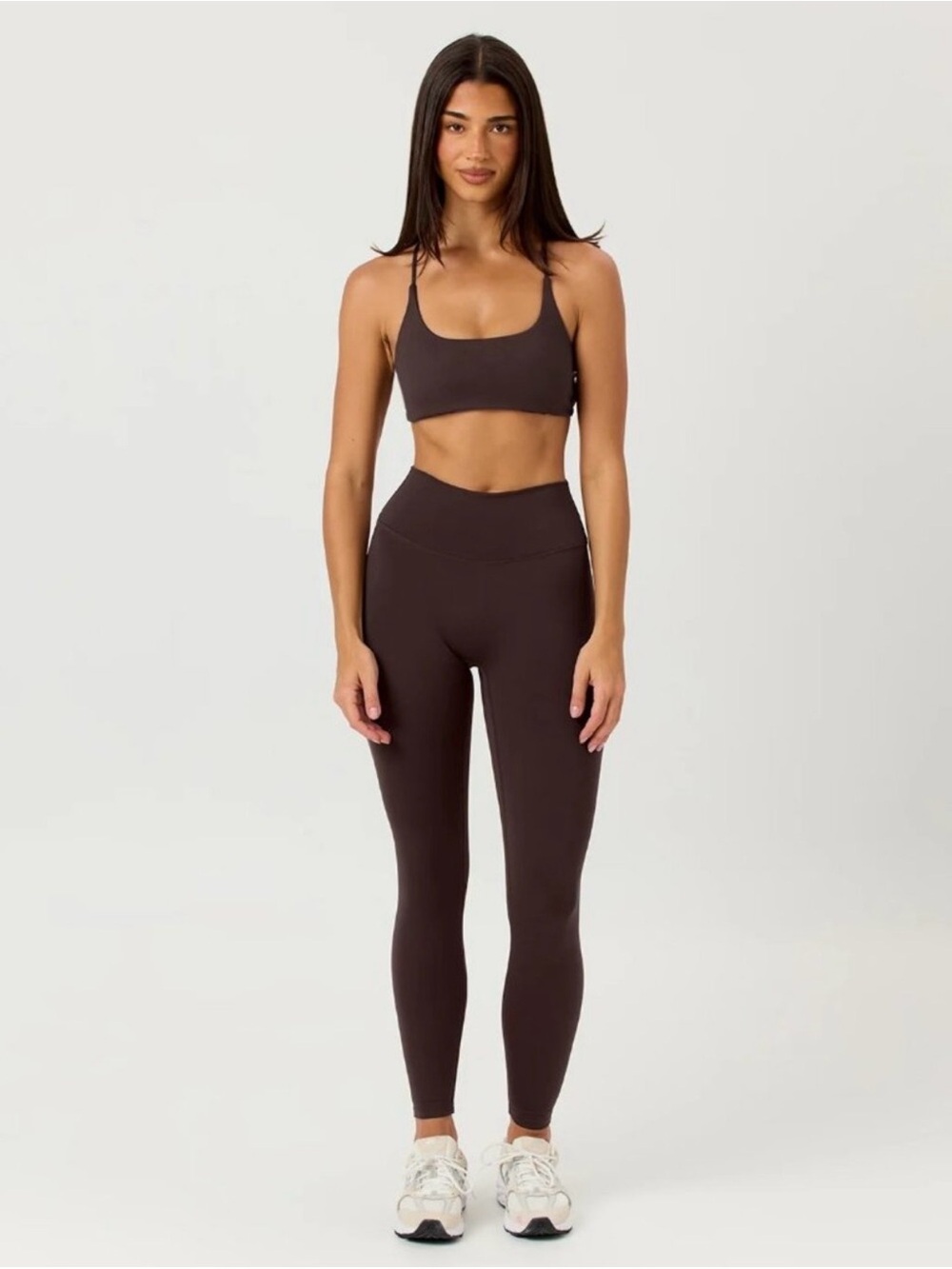 Crop Shop Boutique Brown Activewear Set with High-Waist Leggings + Strappy Top